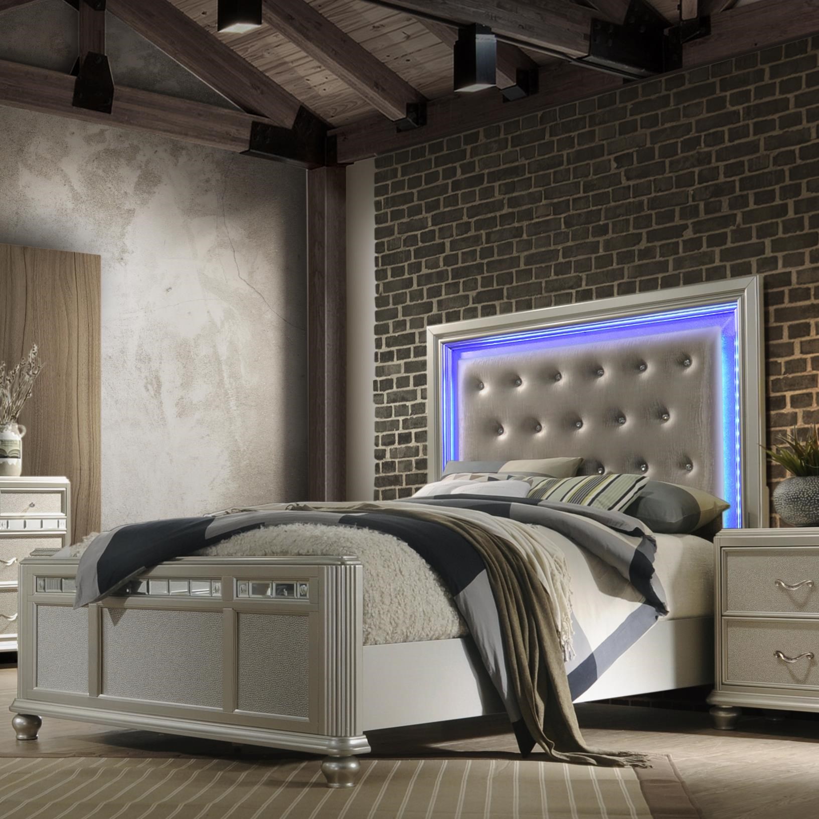 Queen cheap lighted headboard